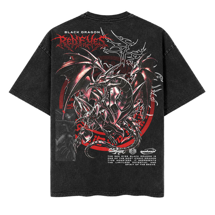 Red Eyes Dragon Oversized Heavyweight Washed Tee